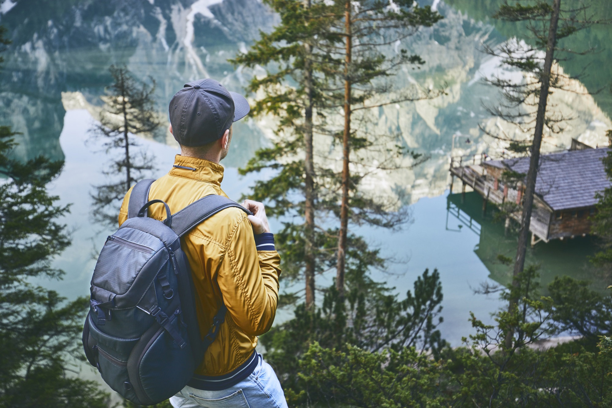 Tourist in mountains